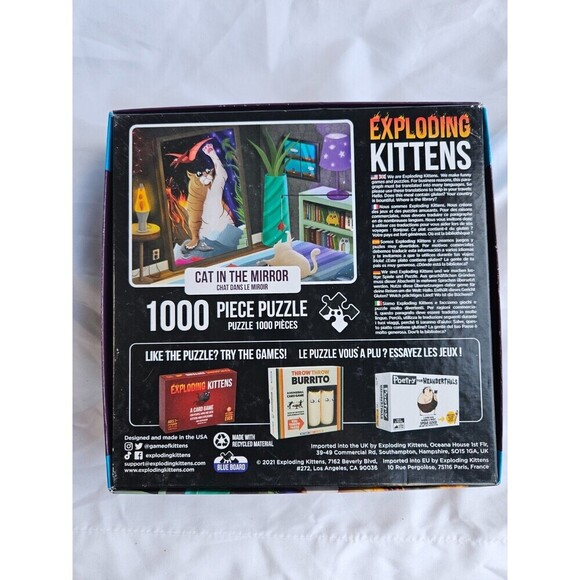 Exploding Kittens "Cat In The Mirror" 1000 Piece Jigsaw Puzzle - Picture 2 of 2